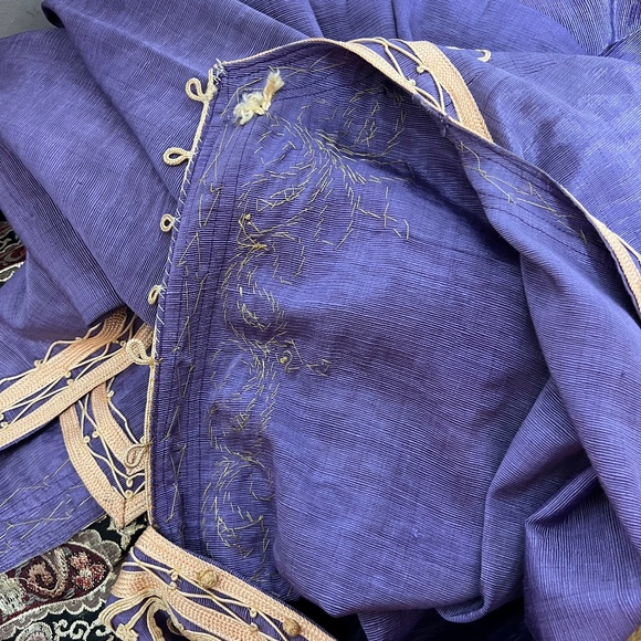 Women's Dress Caftan Tunic Robe Thobe Vintage Purple Cotton Vintage Traditional - Picture 9 of 11